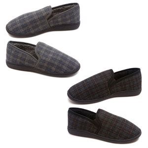 E&A MEN MOCCASIN SLIPPERS PLAID