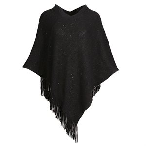 BB WOMEN PONCHO WITH FRINGES